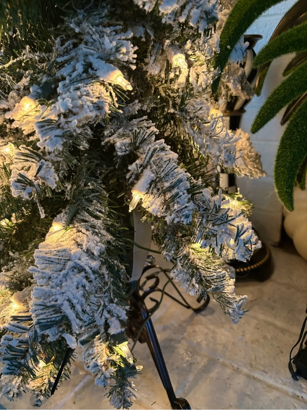 Bethlehem Flocked Slim LED Christmas Tree - White Snow Effect